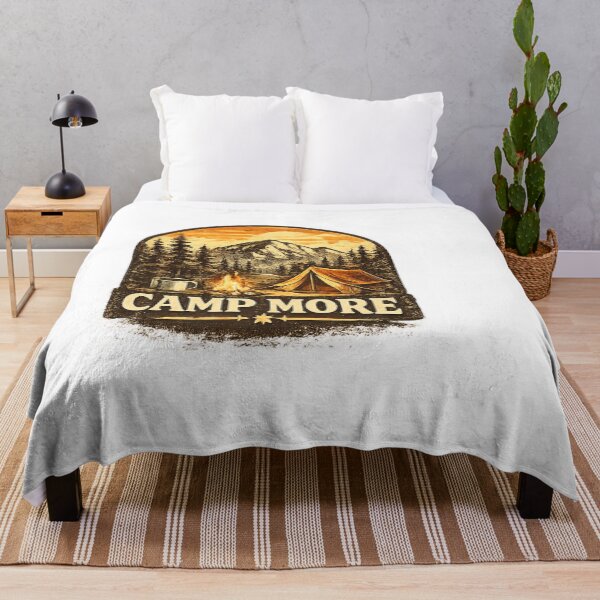 Item preview, Camp More Vintage Camping Mountain Adventure Design designed and sold by Artbysarmina.
