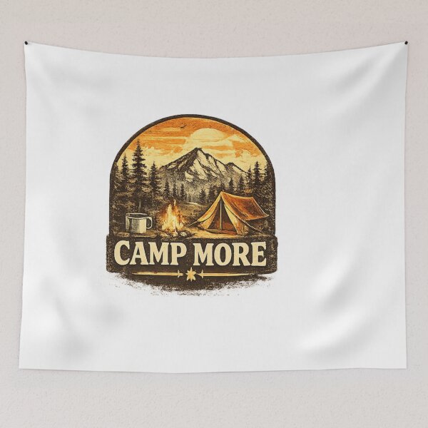 Item preview, Camp More Vintage Camping Mountain Adventure Design designed and sold by Artbysarmina.