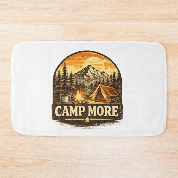 Item preview, Camp More Vintage Camping Mountain Adventure Design designed and sold by Artbysarmina.