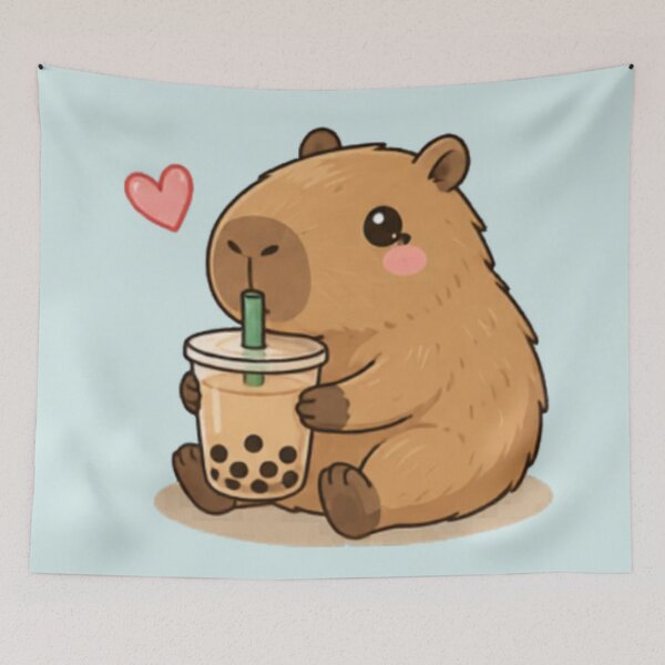 Item preview, Boba Time Capybara designed and sold by MellowMunchkins.