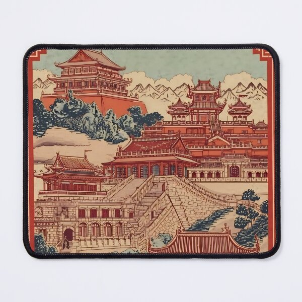 Item preview, Vintage China Travel Stamp Sticker | Asian Aesthetic Temple Art | Retro Chinese Architecture designed and sold by TheInkArchive.