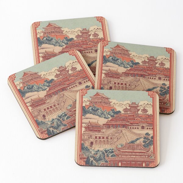 Item preview, Vintage China Travel Stamp Sticker | Asian Aesthetic Temple Art | Retro Chinese Architecture designed and sold by TheInkArchive.