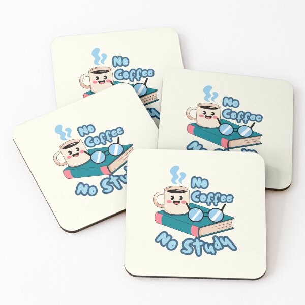 Item preview, No coffee No Study| Funny study motivation quotes with cute illustration for students designed and sold by Art Club 99.