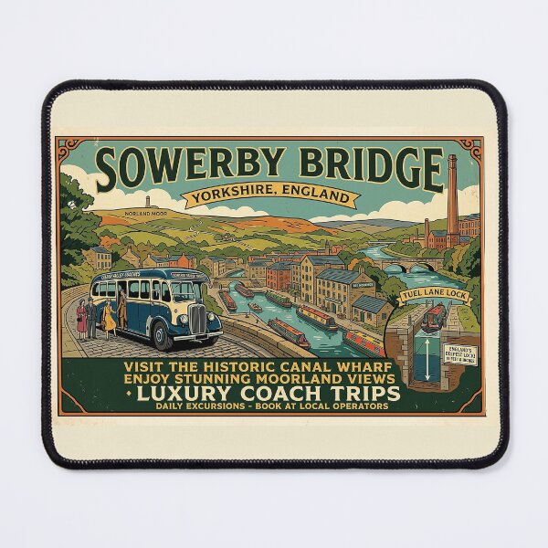 Item preview, Sowerby Bridge Yorkshire Retro Mid-Century Travel Poster designed and sold by ArtworkNorth.