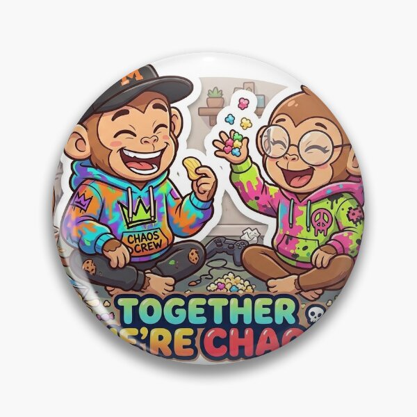 Item preview, Together We’re Chaos Monkey Sticker | Funny Couple Cartoon Meme designed and sold by Newkidshub.