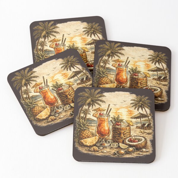 Item preview, Tropical Beach Cocktails Retro Summer Vibes designed and sold by BeaVibes.