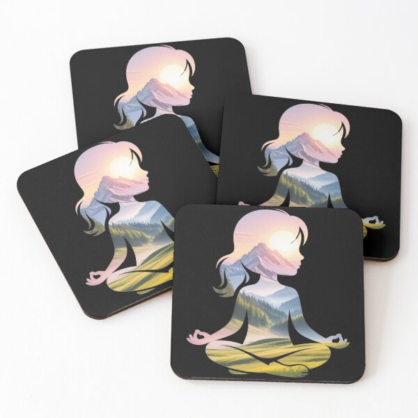 Item preview, Girl Nature Meditation Mountain View Vibe Nature Art designed and sold by AgataMRCH.