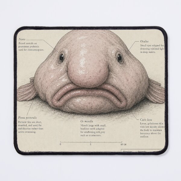 Item preview, Psychrolute Portrait — Naturalist Blobfish Ink Illustration designed and sold by Jandedan.