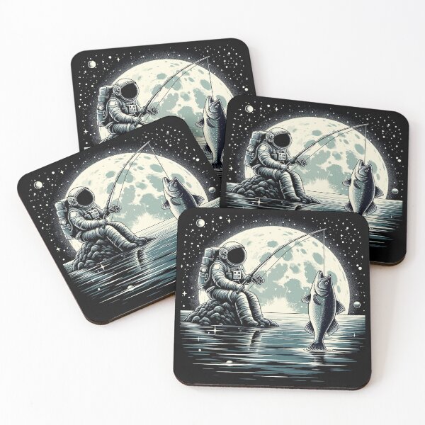 Item preview, Astronaut fishing on the moon, space design designed and sold by Pineapple-Tree.