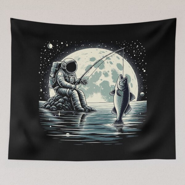 Item preview, Astronaut fishing on the moon, space design designed and sold by Pineapple-Tree.