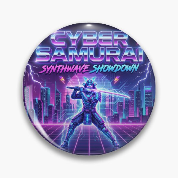 Item preview, Neon Cyber Samurai Synthwave City Showdown designed and sold by drhett09.