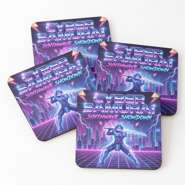 Item preview, Neon Cyber Samurai Synthwave City Showdown designed and sold by drhett09.