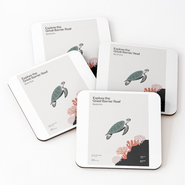 Item preview, Great Barrier Reef Australia Minimalist Turtle Travel Poster designed and sold by pod24.