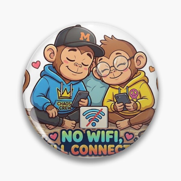 Item preview, No Wifi Still Connected Monkey Sticker | Cute Couple Cartoon designed and sold by Newkidshub.