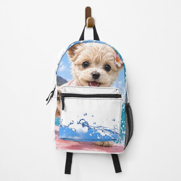 Item preview, Surfing Puppy Splash Ring – Cute Chihuahua Poodle Mix Beach Wave Art designed and sold by RinaWorksJP.