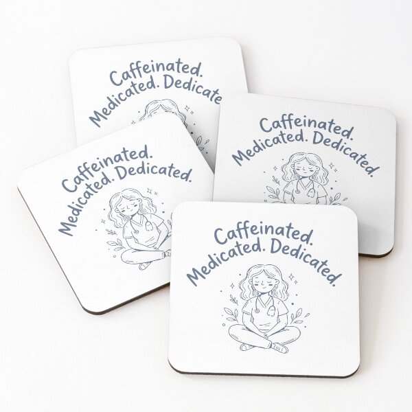 Item preview, Caffeinated Medicated Dedicated — Funny Nurse Gift | RN Shirt Nurse Humor Nursing Student Gift designed and sold by KiwyStudio.