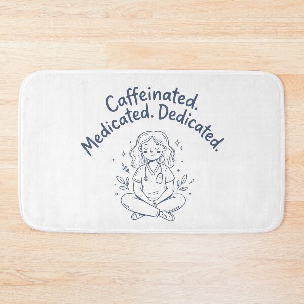 Item preview, Caffeinated Medicated Dedicated — Funny Nurse Gift | RN Shirt Nurse Humor Nursing Student Gift designed and sold by KiwyStudio.
