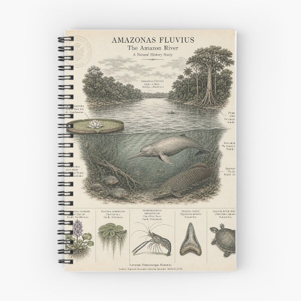 Item preview, Estudio del Amazonas — Ilustración naturalista a tinta del río Amazonas designed and sold by Jandedan.
