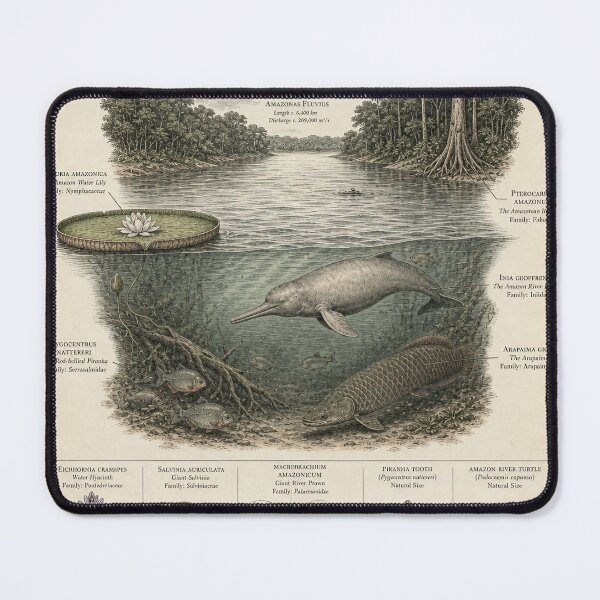 Item preview, Amazonas Study — Naturalist Ink Illustration of the Amazon River designed and sold by Jandedan.