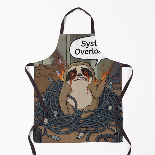 Item preview, System Overloaded Lazy Sloth Computer Wires Burnout designed and sold by SoftAuraStudi0.