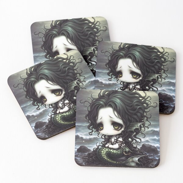 Item preview, Merrow on Coastal Rocks | Celtic Folklore Mermaid Art designed and sold by InkAndGloom.