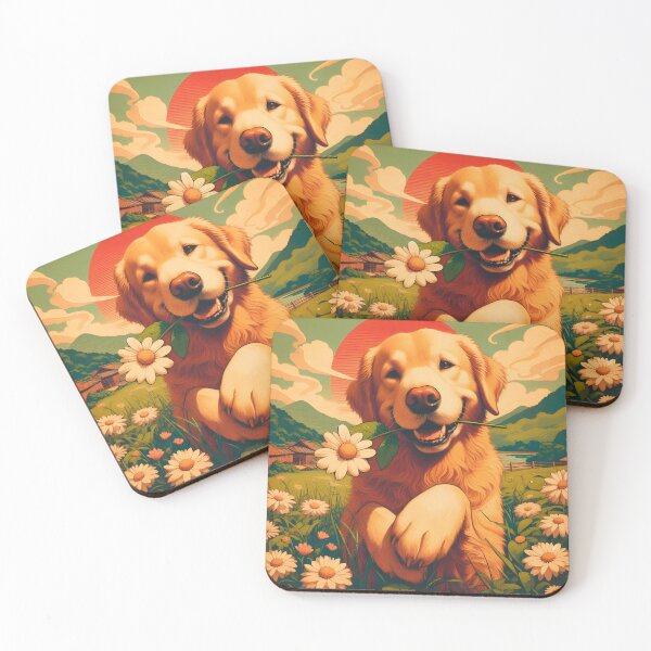 Item preview, Golden Retriever with Flower, Ai Generated Art designed and sold by ACC .