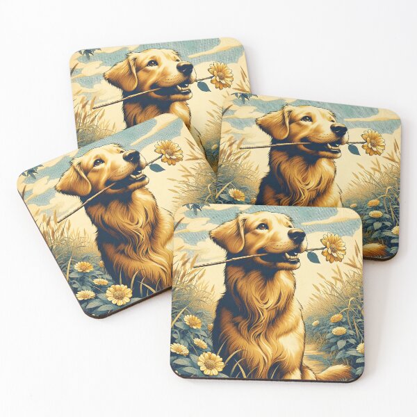 Item preview, Golden Retriever with Flower, Ai Generated Art designed and sold by ACC .