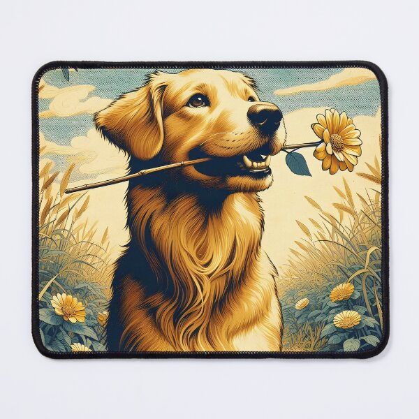 Item preview, Golden Retriever with Flower, Ai Generated Art designed and sold by ACC .