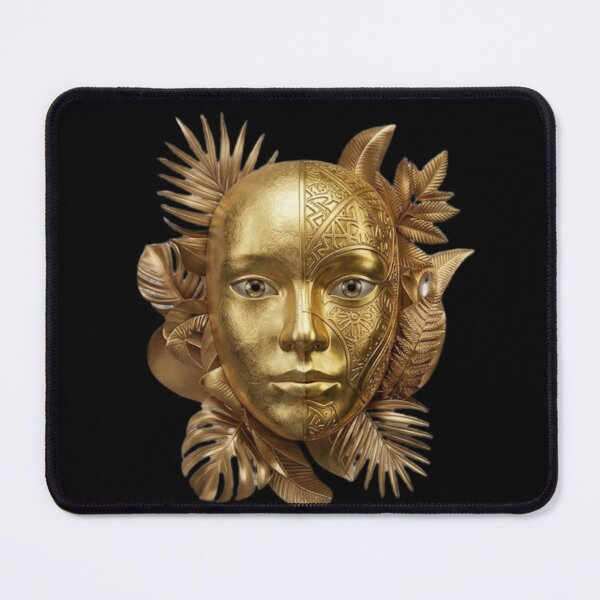 Item preview, Luxury Golden Mask Wall Art – Mythic Metallic Face Botanical Design designed and sold by MonaRose_Art.