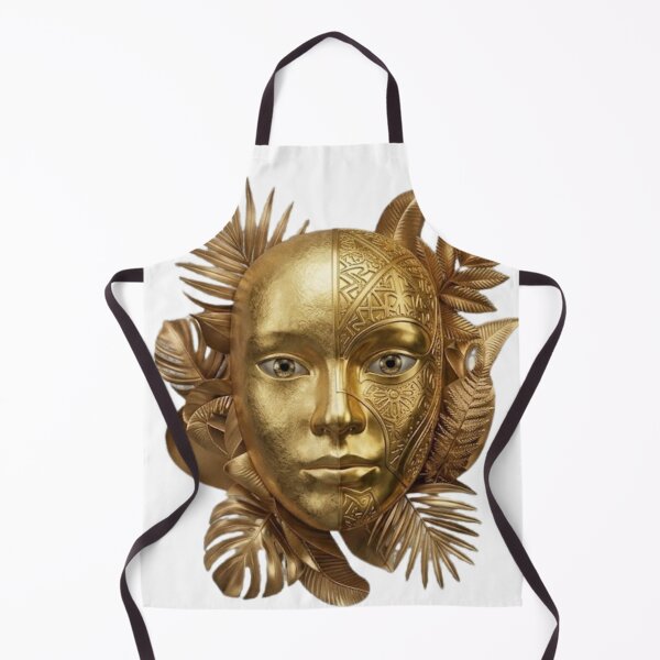 Item preview, Luxury Golden Mask Wall Art – Mythic Metallic Face Botanical Design designed and sold by MonaRose_Art.
