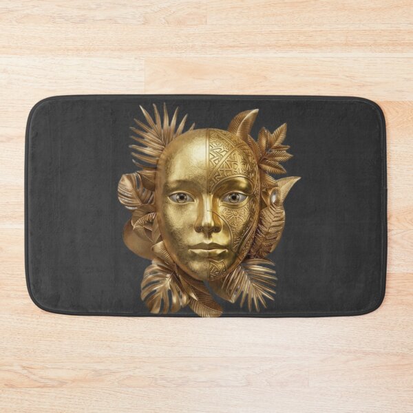 Item preview, Luxury Golden Mask Wall Art – Mythic Metallic Face Botanical Design designed and sold by MonaRose_Art.
