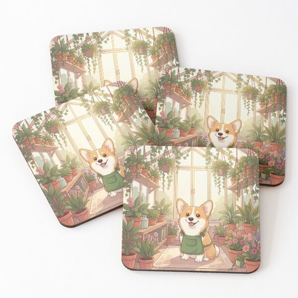 Item preview, Cute Kawaii Corgi Dog in Aesthetic Greenhouse Room designed and sold by SoftAuraStudi0.