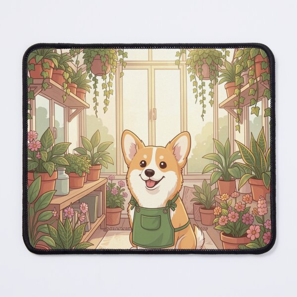 Item preview, Cute Kawaii Corgi Dog in Aesthetic Greenhouse Room designed and sold by SoftAuraStudi0.