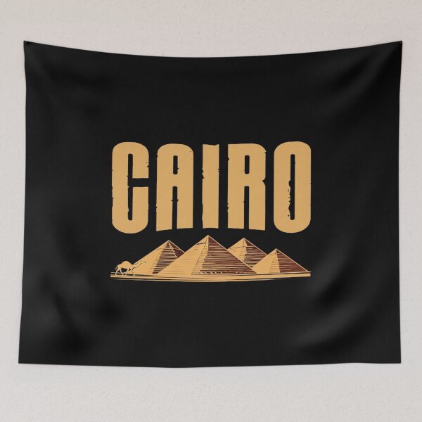 Item preview, Cairo Egypt Pyramids & Camel | Bold Gold Desert Travel Graphic for Wanderlust & Adventure Art designed and sold by Bright Nest Studio.