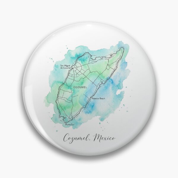 Item preview, Cozumel Map Elegant Watercolor Teal Ocean Art designed and sold by DuckOddity.