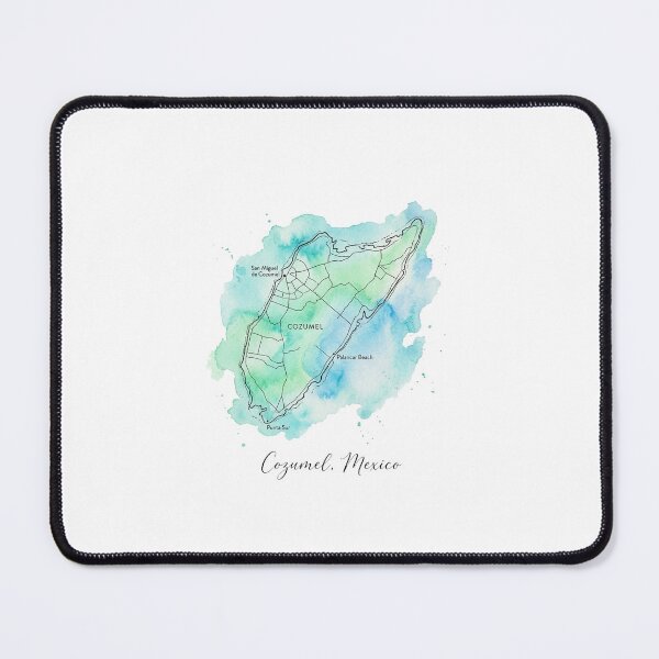 Item preview, Cozumel Map Elegant Watercolor Teal Ocean Art designed and sold by DuckOddity.