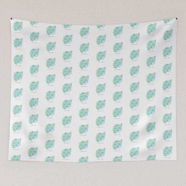 Item preview, Cozumel Map Elegant Watercolor Teal Ocean Art designed and sold by DuckOddity.