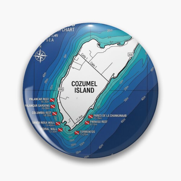 Item preview, Cozumel Map Scuba Diving Depth Contour Chart designed and sold by DuckOddity.