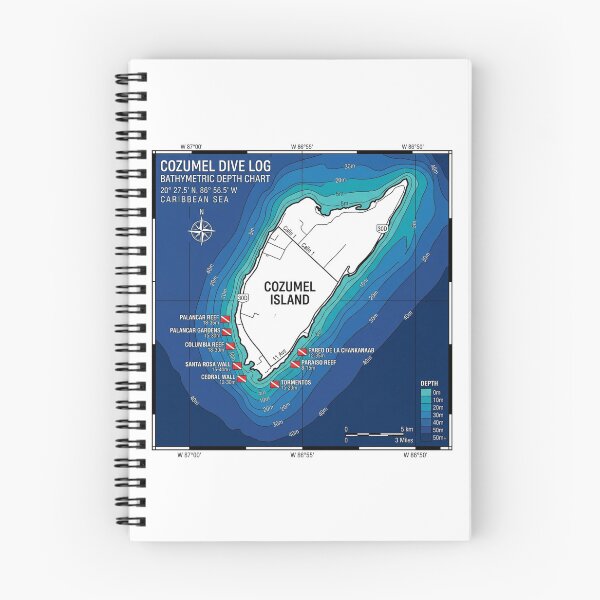 Item preview, Cozumel Map Scuba Diving Depth Contour Chart designed and sold by DuckOddity.