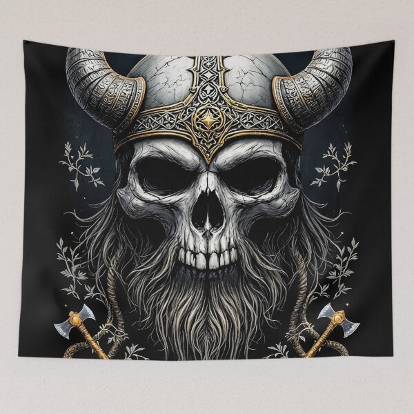 Item preview, Viking skull in the mighty Norse mythology style designed and sold by WonderPiks.