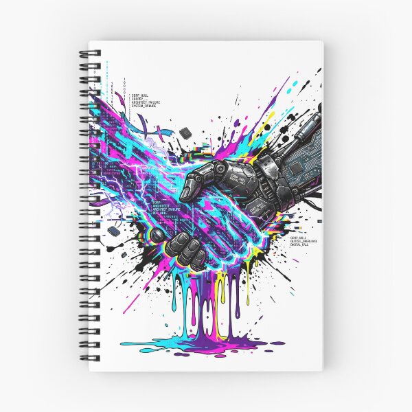 Item preview, The Transhuman Connection: Cyborg Hands Splatter Art designed and sold by OnikaD art.