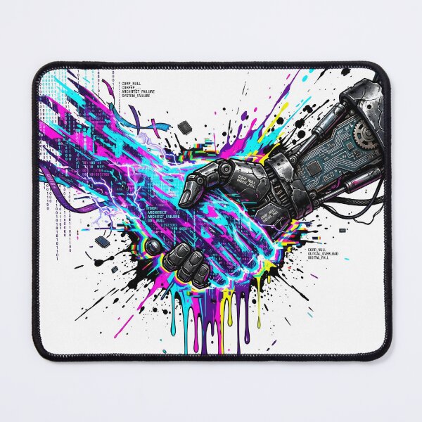 Item preview, The Transhuman Connection: Cyborg Hands Splatter Art designed and sold by OnikaD art.
