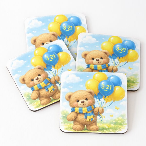 Item preview, Teddy Bear with Balloons – T21 Awareness designed and sold by Cartoon art with a purpose ❤️ Supporting Althea’s journey.