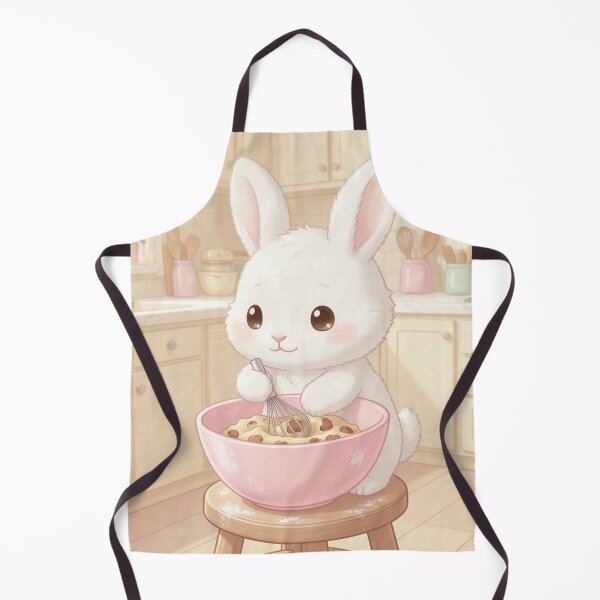 Item preview, Cute Kawaii Bunny Baking In Aesthetic Pastel Kitchen designed and sold by SoftAuraStudi0.