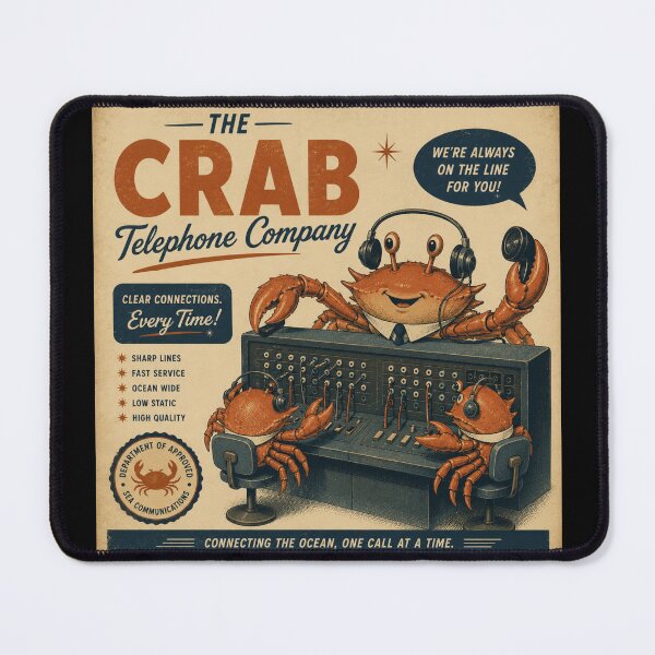 Item preview, The Crab Telephone Company – Funny Retro Ocean Poster designed and sold by Galskap.