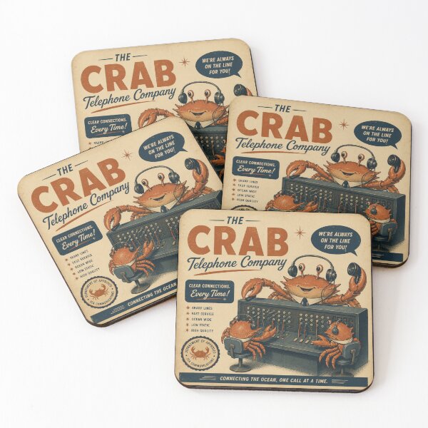 Item preview, The Crab Telephone Company – Funny Retro Ocean Poster designed and sold by Galskap.