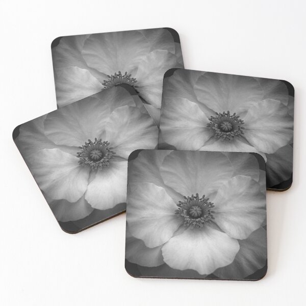 Item preview, Silence in the Petals — Black and White Anemone Flower Macro Photography Print Wall Art Poster designed and sold by CunningMaskPrints.