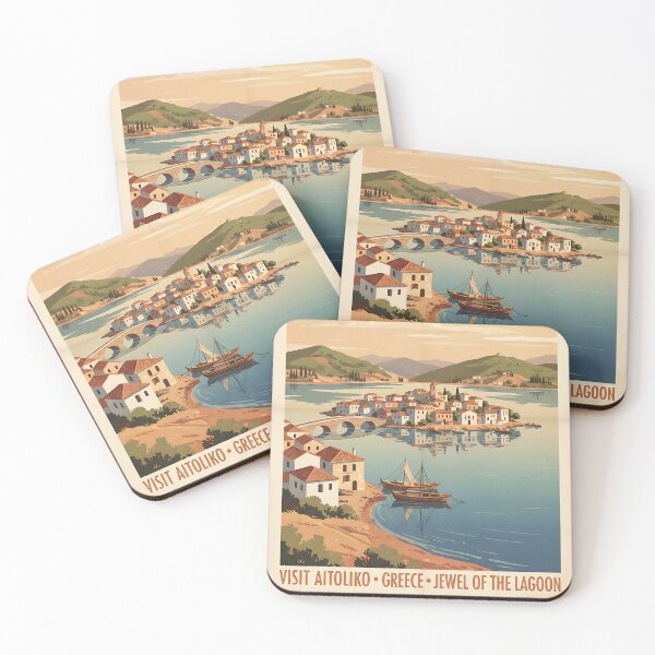 Item preview, Aitoliko Greece, Greek Island Vintage Travel Tourism designed and sold by TravelersGems.