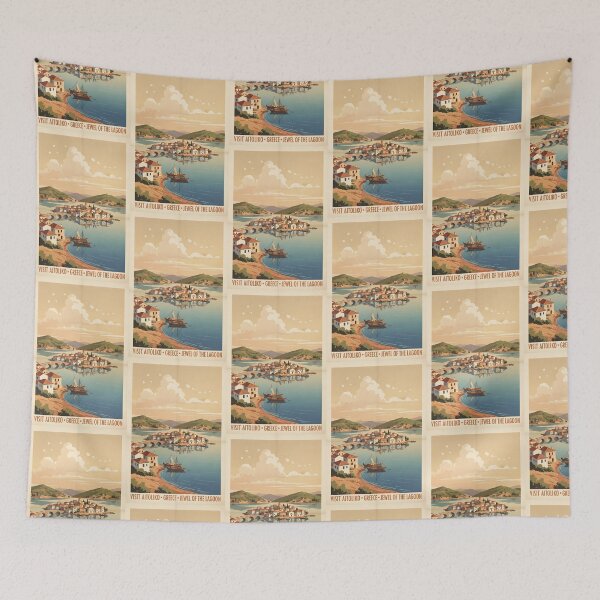 Item preview, Aitoliko Greece, Greek Island Vintage Travel Tourism designed and sold by TravelersGems.