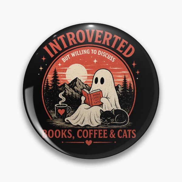 Item preview, Introverted but Willing to Discuss Books, Coffee & Cats – Cozy Ghost Aesthetic Design designed and sold by WinterStorm01.